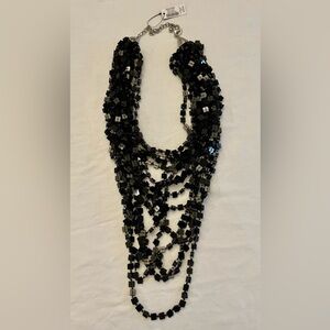 Chico’s Eloise Black Beaded Necklace, NWT